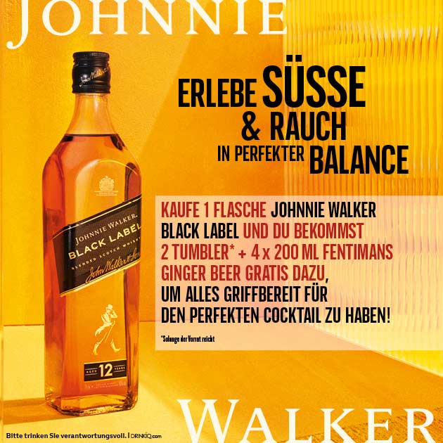 Johnnie Walker Black Label Aktion – gratis Tumbler und Ginger Beer bei Spiritlovers