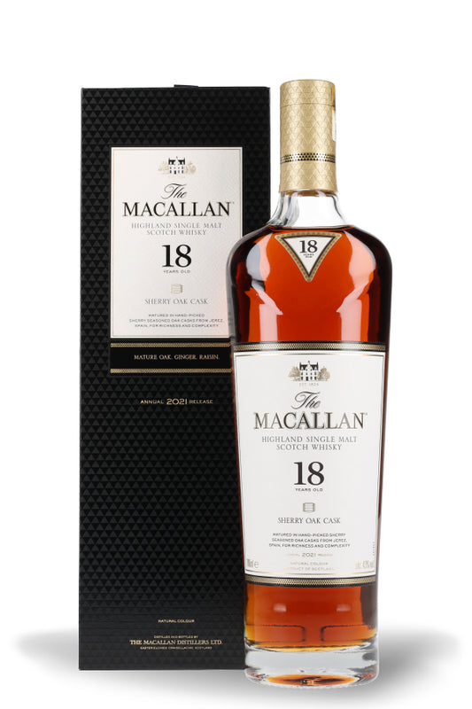 Macallan Highland Single Malt Scotch Whisky 18 Jahre Sherry Oak Cask  43% vol. 0.7l