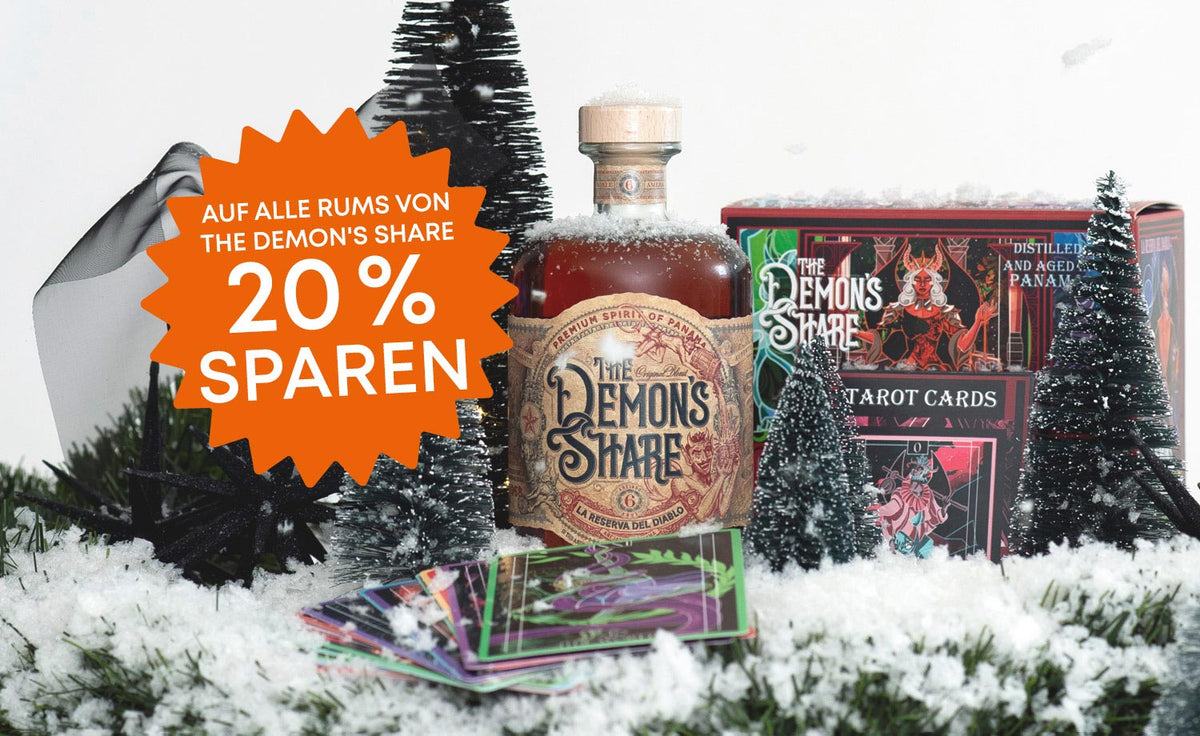 The Demon’s Share Rum aus Panama mit Tarot-Karten im Winterlook, 20 % Rabatt auf alle Rums